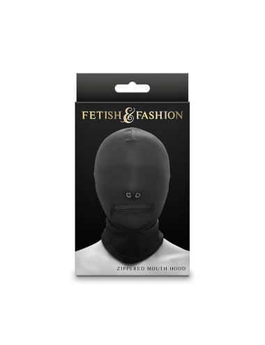NS NOVELTIES - FETISH & FASHION CLOSED ZIPPERED MOUTH HOOD NYLON BLACK