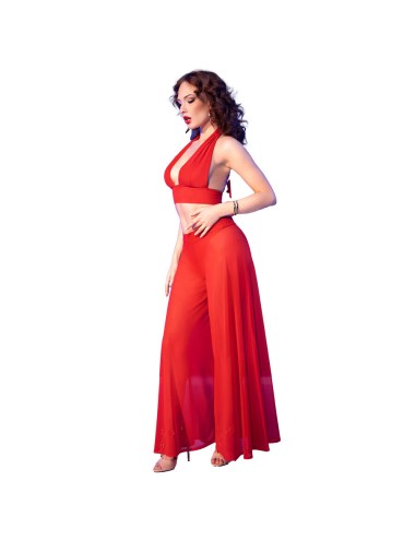 CHILIROSE - CR 4857 RED TOP AND PANTS SET SIZE M