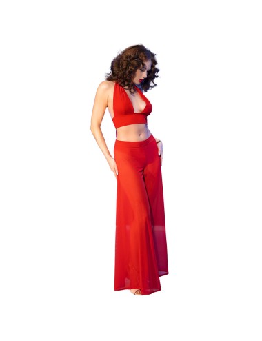CHILIROSE - CR 4857 RED TOP AND PANTS SET SIZE L