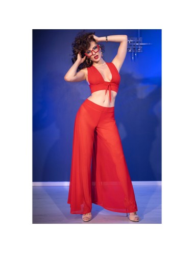 CHILIROSE - CR 4857 RED TOP AND PANTS SET SIZE L