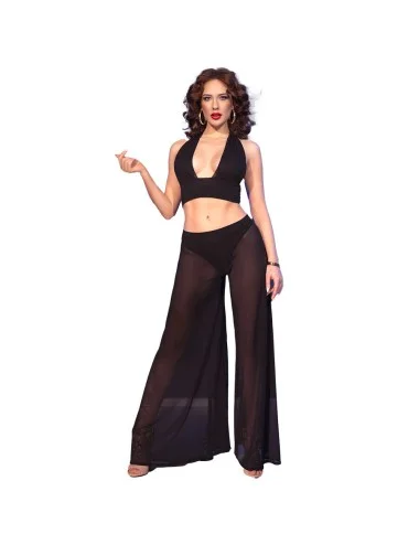 CHILIROSE - CR 4857 BLACK TOP AND PANTS SET SIZE M