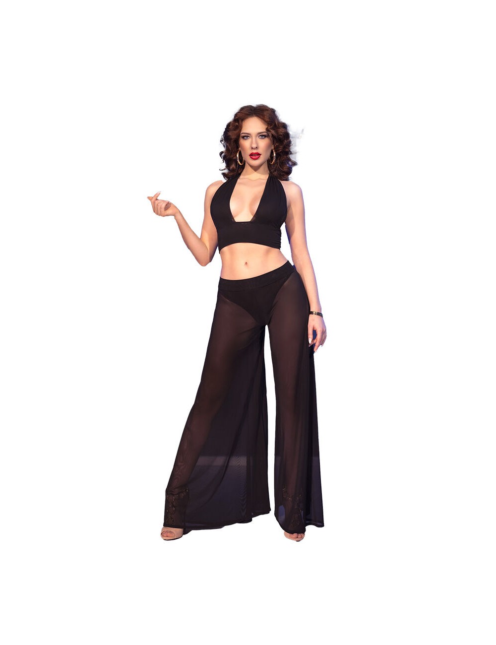 CHILIROSE - CR 4857 BLACK TOP AND PANTS SET SIZE XL CHILIROSE - CR 4857 BLACK TOP AND PANTS SET SIZE XL