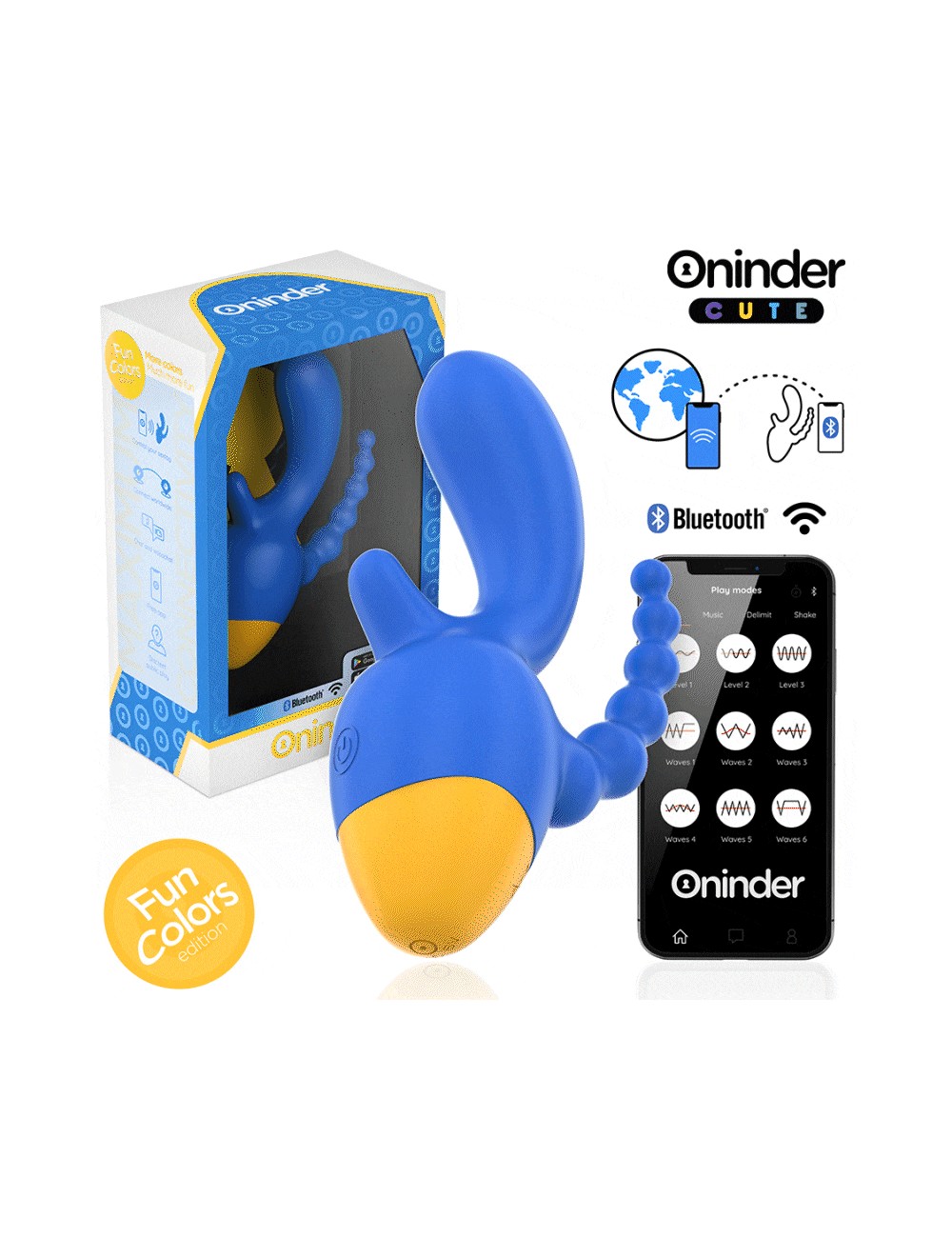 ONINDER CUTE - LOVE 3 SOME TRIPLE VIBRATOR - FREE WORLDWIDE APP
