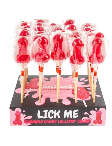 SECRETPLAY - CHERRY CANDY PENIS LOLLIPOP DISPLAY WITH SPICY HEAT EFFECT (40 UNITS)