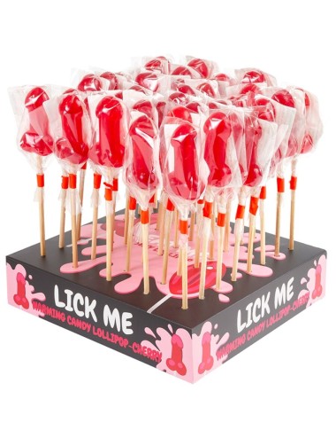 SECRETPLAY - CHERRY CANDY PENIS LOLLIPOP DISPLAY WITH SPICY HEAT EFFECT (40 UNITS)