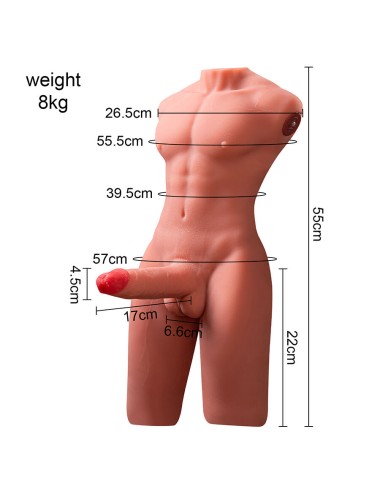 XISE - JASON HALF BODY REALISTIC MALE TORSO WITH THRUSTING AND VIBRATION 55 CM