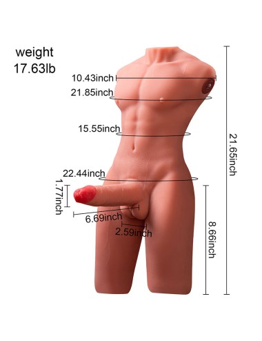 XISE - JASON HALF BODY REALISTIC MALE TORSO WITH THRUSTING AND VIBRATION 55 CM