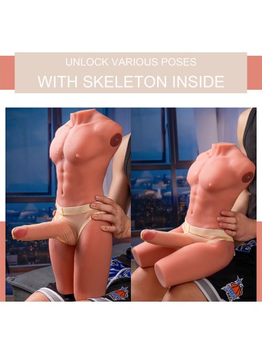XISE - JASON HALF BODY REALISTIC MALE TORSO WITH THRUSTING AND VIBRATION 55 CM