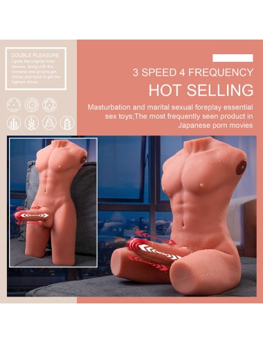 XISE - JASON HALF BODY REALISTIC MALE TORSO WITH THRUSTING AND VIBRATION 55 CM