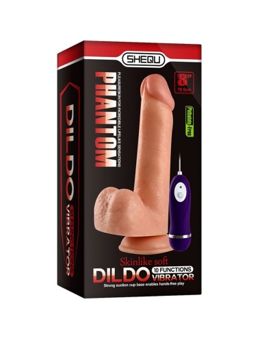 SHEQU - PHANTOM VIBRATING DILDO WITH REMOTE CONTROL 20 CM