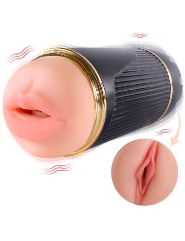 SHEQU - KAY DOUBLE MASTURBATOR WITH DUAL MOUTH AND VAGINA VIBRATION