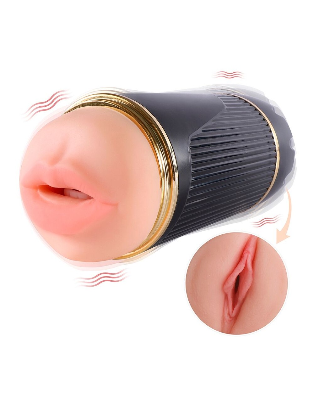 SHEQU - KAY DOUBLE MASTURBATOR WITH DUAL MOUTH AND VAGINA VIBRATION SHEQU - KAY DOUBLE MASTURBATOR WITH DUAL MOUTH AND VAGINA VIBRATION
