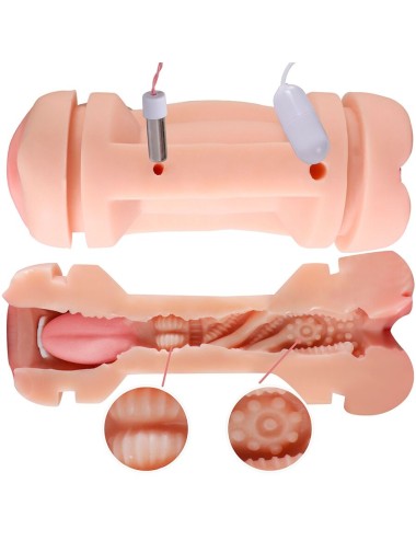 SHEQU - KAY DOUBLE MASTURBATOR WITH DUAL MOUTH AND VAGINA VIBRATION