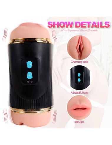 SHEQU - KAY DOUBLE MASTURBATOR WITH DUAL MOUTH AND VAGINA VIBRATION