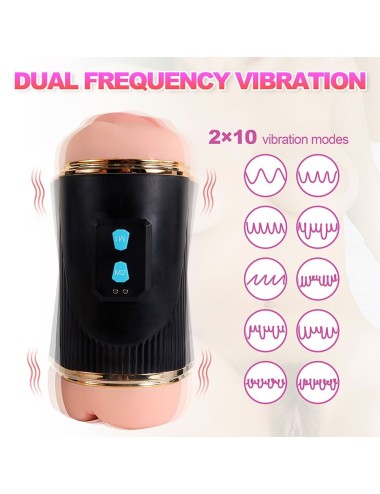 SHEQU - KAY DOUBLE MASTURBATOR WITH DUAL MOUTH AND VAGINA VIBRATION