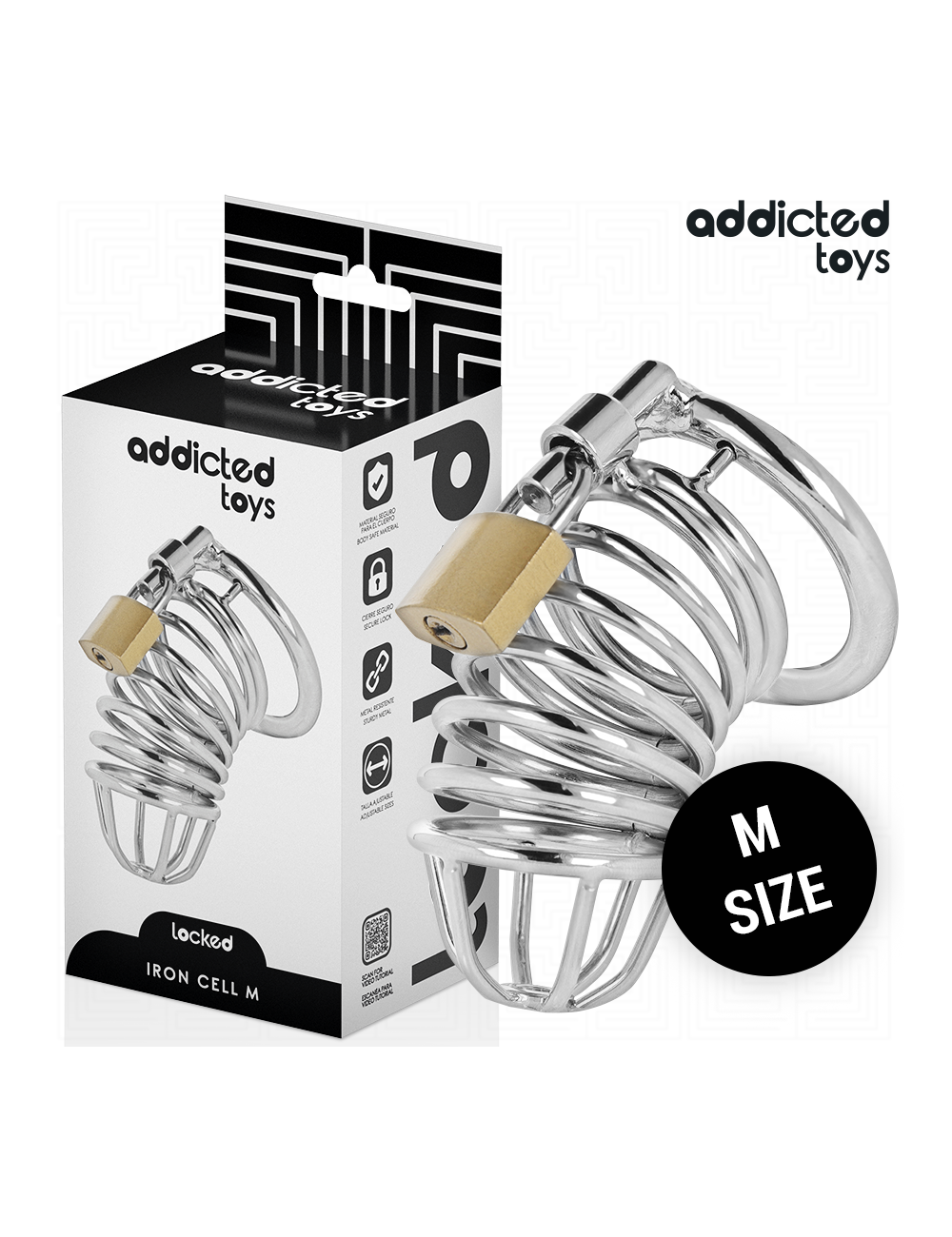 ADDICTED TOYS LOCKED - IRON CELL METAL PENIS CAGE SIZE M ADDICTED TOYS LOCKED - IRON CELL METAL PENIS CAGE SIZE M