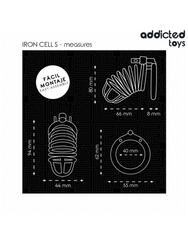 ADDICTED TOYS LOCKED - IRON CELL METAL PENIS CAGE 4 CM SIZE S
