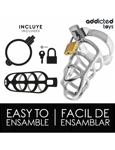 ADDICTED TOYS LOCKED - SILVER LOCK PENIS CAGE METAL SIZE M