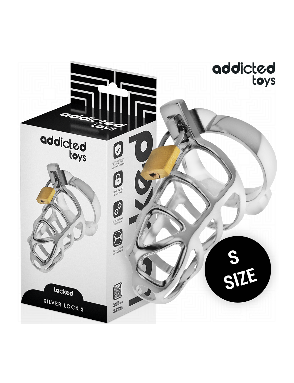 ADDICTED TOYS LOCKED - SILVER LOCK METAL PENIS CAGE SIZE S ADDICTED TOYS LOCKED - SILVER LOCK METAL PENIS CAGE SIZE S