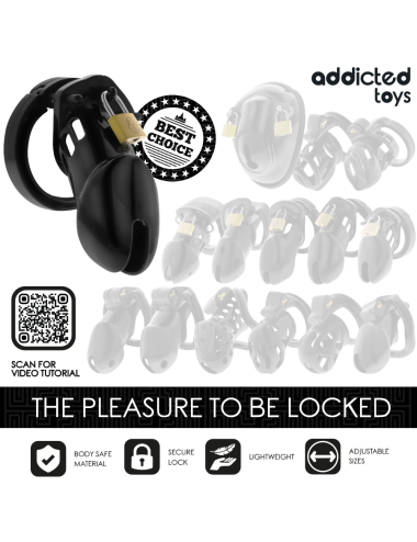 ADDICTED TOYS LOCKED - OBSIDIAN HOLD PENIS CAGE SIZE M