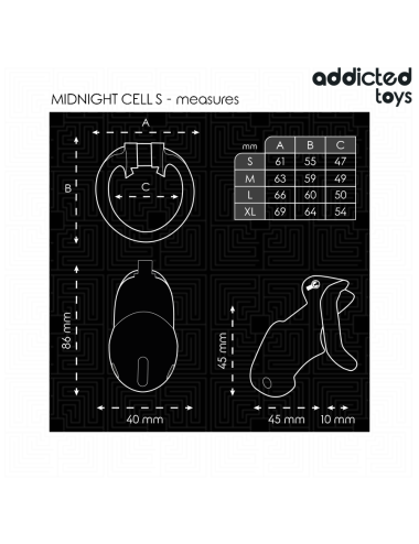 ADDICTED TOYS LOCKED - MINDNIGHT CELL PENIS CAGE SIZE S 4.8 CM