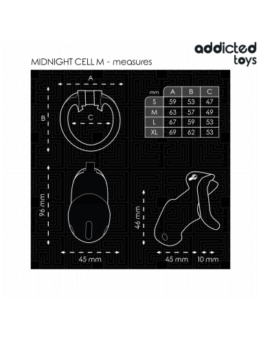 ADDICTED TOYS LOCKED - MINDNIGHT CELL PENIS CAGE 4.2 CM SIZE M