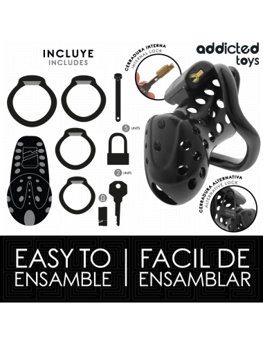 ADDICTED TOYS LOCKED - CHAINED HOLLOW PENIS CAGE 10.5 CM