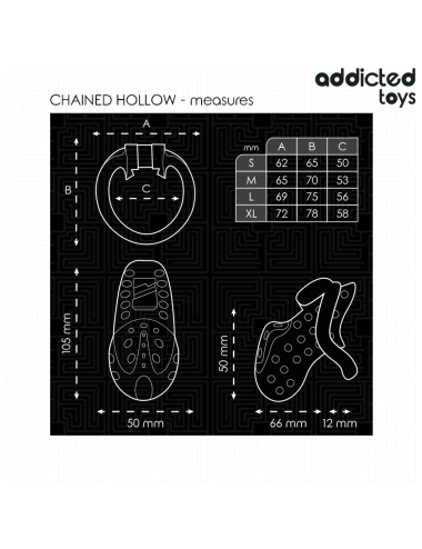 ADDICTED TOYS LOCKED - CHAINED HOLLOW PENIS CAGE 10.5 CM