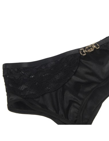 SUBBLIME - SET OF 3 PIECES BRA + THONG + LACE GARTER BLACK S/M