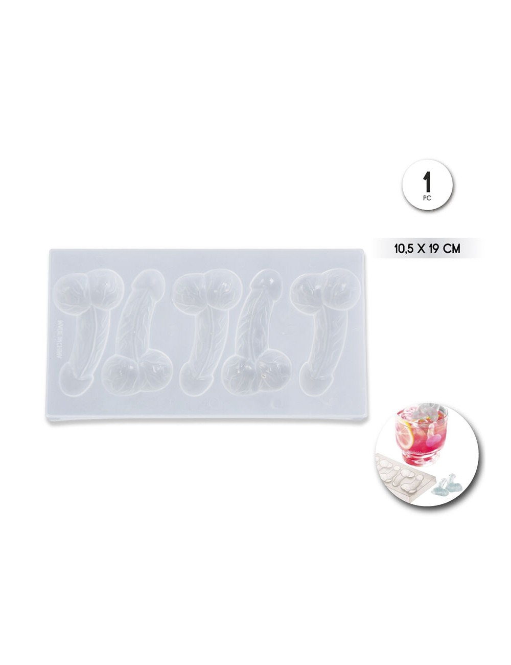 DIABLO PICANTE - PENIS SHAPED ICE MOLD 5 CAVITIES DIABLO PICANTE - PENIS SHAPED ICE MOLD 5 CAVITIES