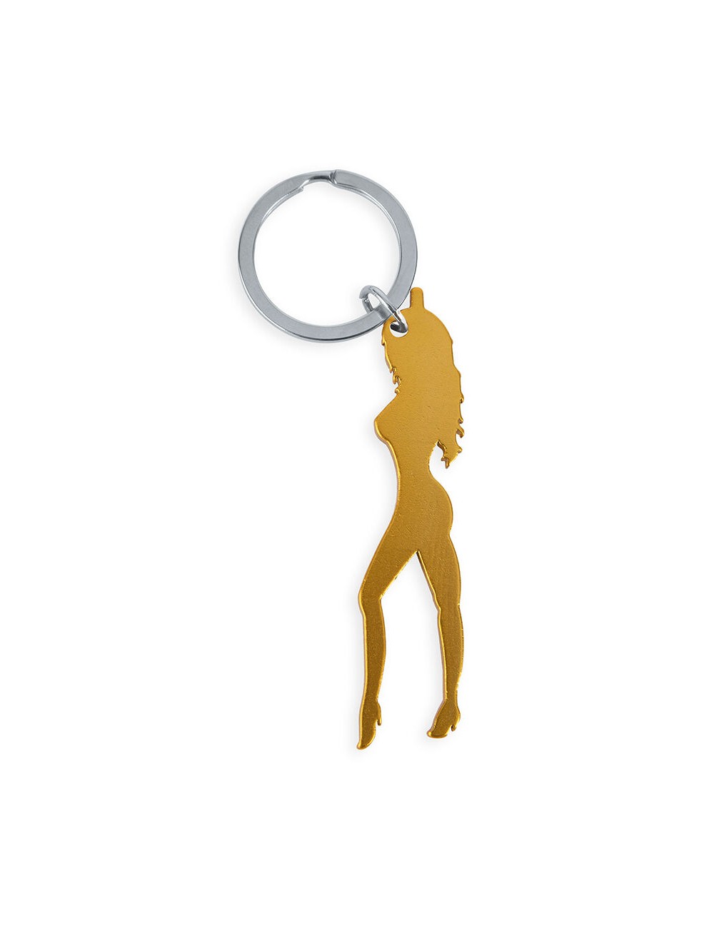 DIABLO PICANTE - KEYRING WITH FEMALE SILHOUETTE IN GOLD COLOR WITH BEER OPENER DIABLO PICANTE - KEYRING WITH FEMALE SILHOUETTE IN GOLD COLOR WITH BEER OPENER
