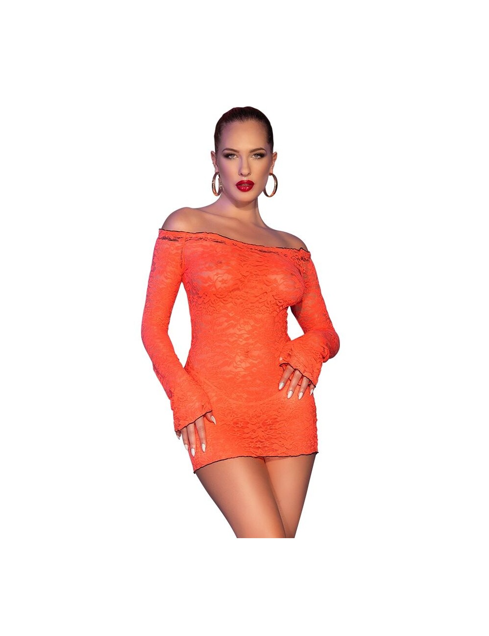 CHILIROSE - CR 4859 ORANGE MINI DRESS S CHILIROSE - CR 4859 ORANGE MINI DRESS S