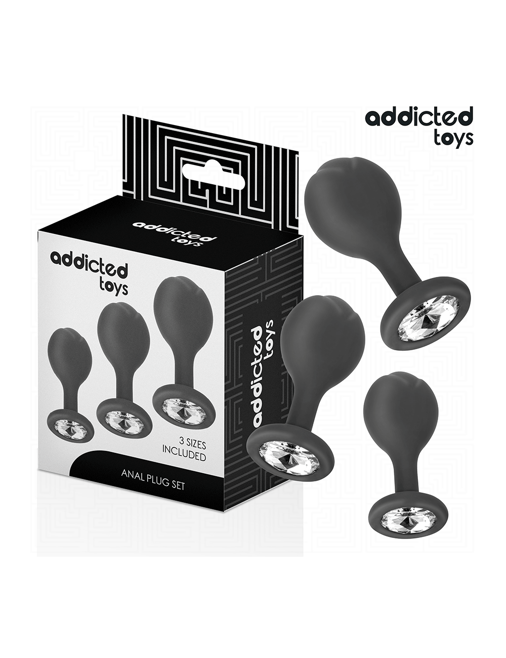ADDICTED TOYS - SET OF 3 ANAL PLUG SILICONE WITH JEWEL ADDICTED TOYS - SET OF 3 ANAL PLUG SILICONE WITH JEWEL