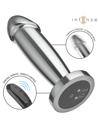 INTENSE - ANAL PLUG 10 VIBRATIONS METAL DILDO WITH REMOTE CONTROL S