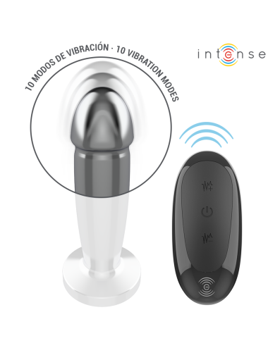 INTENSE - ANAL PLUG 10 VIBRATIONS METAL DILDO WITH REMOTE CONTROL S