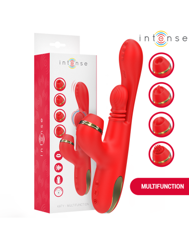 INTENSE - KATY MULTIFUNCTION CLITORIS STIMULATOR 4 INTERCHANGEABLE HEADS RED