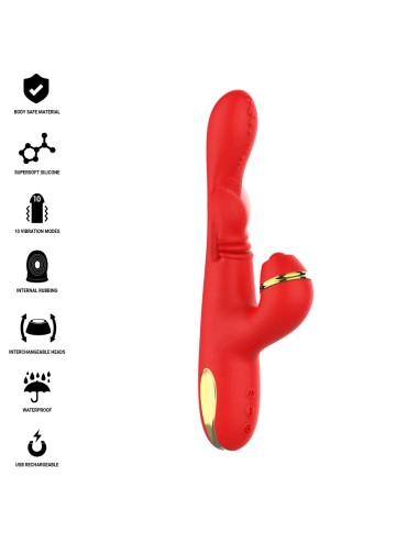 INTENSE - KATY MULTIFUNCTION CLITORIS STIMULATOR 4 INTERCHANGEABLE HEADS RED