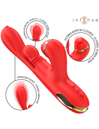 INTENSE - KATY MULTIFUNCTION CLITORIS STIMULATOR 4 INTERCHANGEABLE HEADS RED