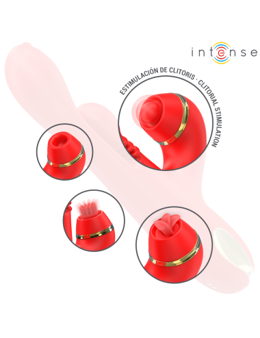INTENSE - KATY MULTIFUNCTION CLITORIS STIMULATOR 4 INTERCHANGEABLE HEADS RED