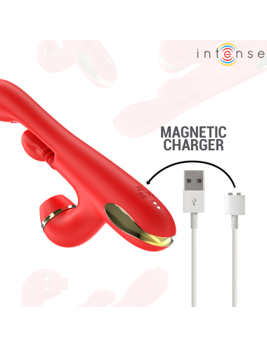 INTENSE - KATY MULTIFUNCTION CLITORIS STIMULATOR 4 INTERCHANGEABLE HEADS RED