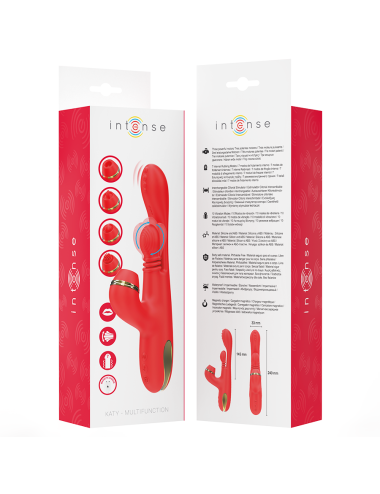 INTENSE - KATY MULTIFUNCTION CLITORIS STIMULATOR 4 INTERCHANGEABLE HEADS RED