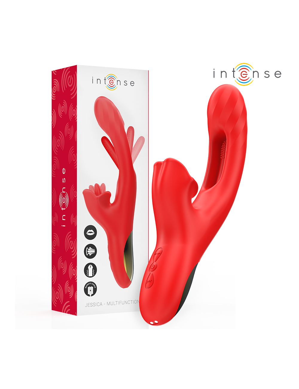 INTENSE - JESSICA MULTIFUNCTION VIBRATOR CLITORIS STIMULATION 24.8 CM RED INTENSE - JESSICA MULTIFUNCTION VIBRATOR CLITORIS STIMULATION 24.8 CM RED