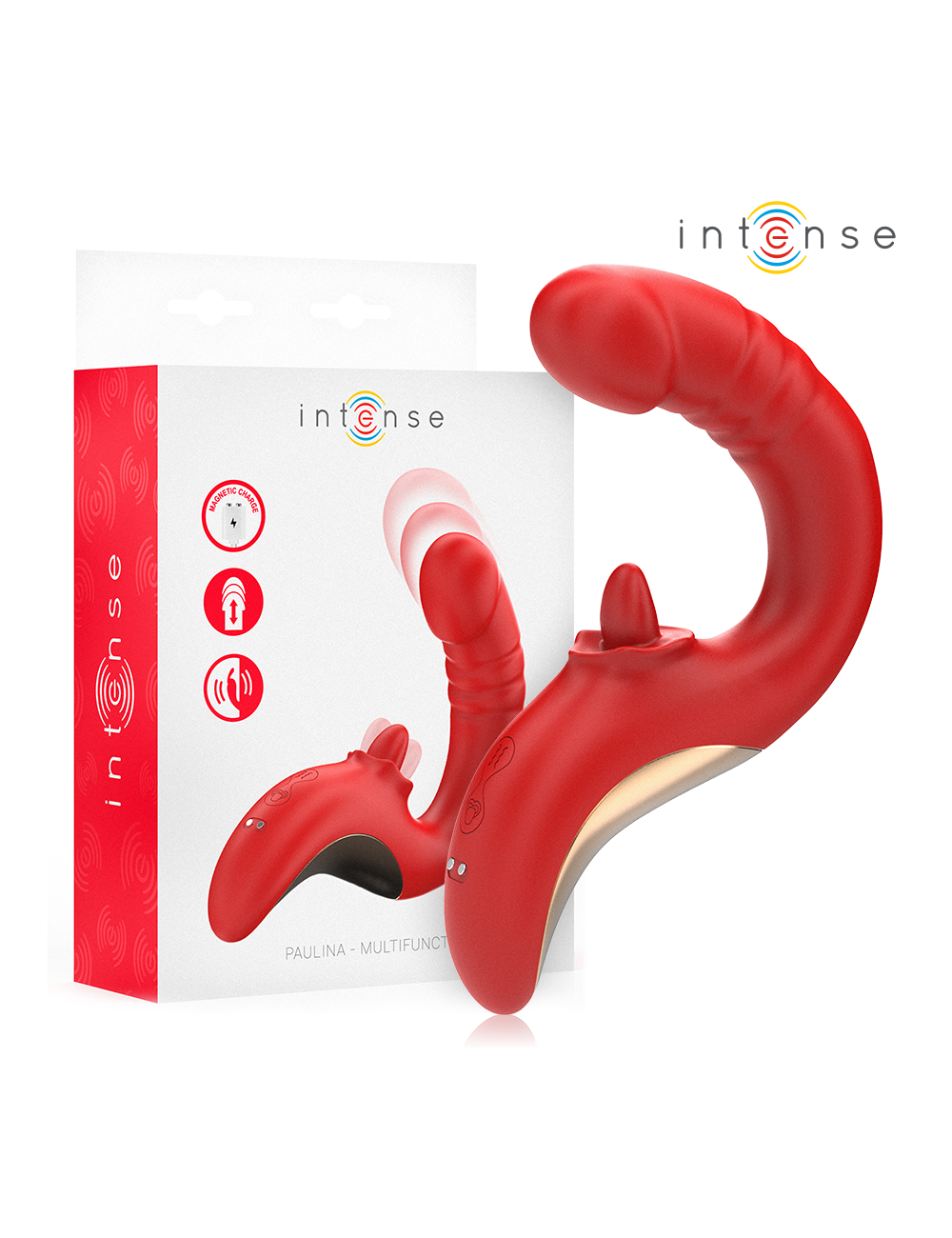 INTENSE - PAULINA VIBRATOR AND STIMULATOR IN U SHAPE RED INTENSE - PAULINA VIBRATOR AND STIMULATOR IN U SHAPE RED