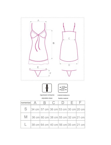 LIVCO CORSETTI FASHION - LUISE 1710 BABYDOLL + THONG BLACK XL