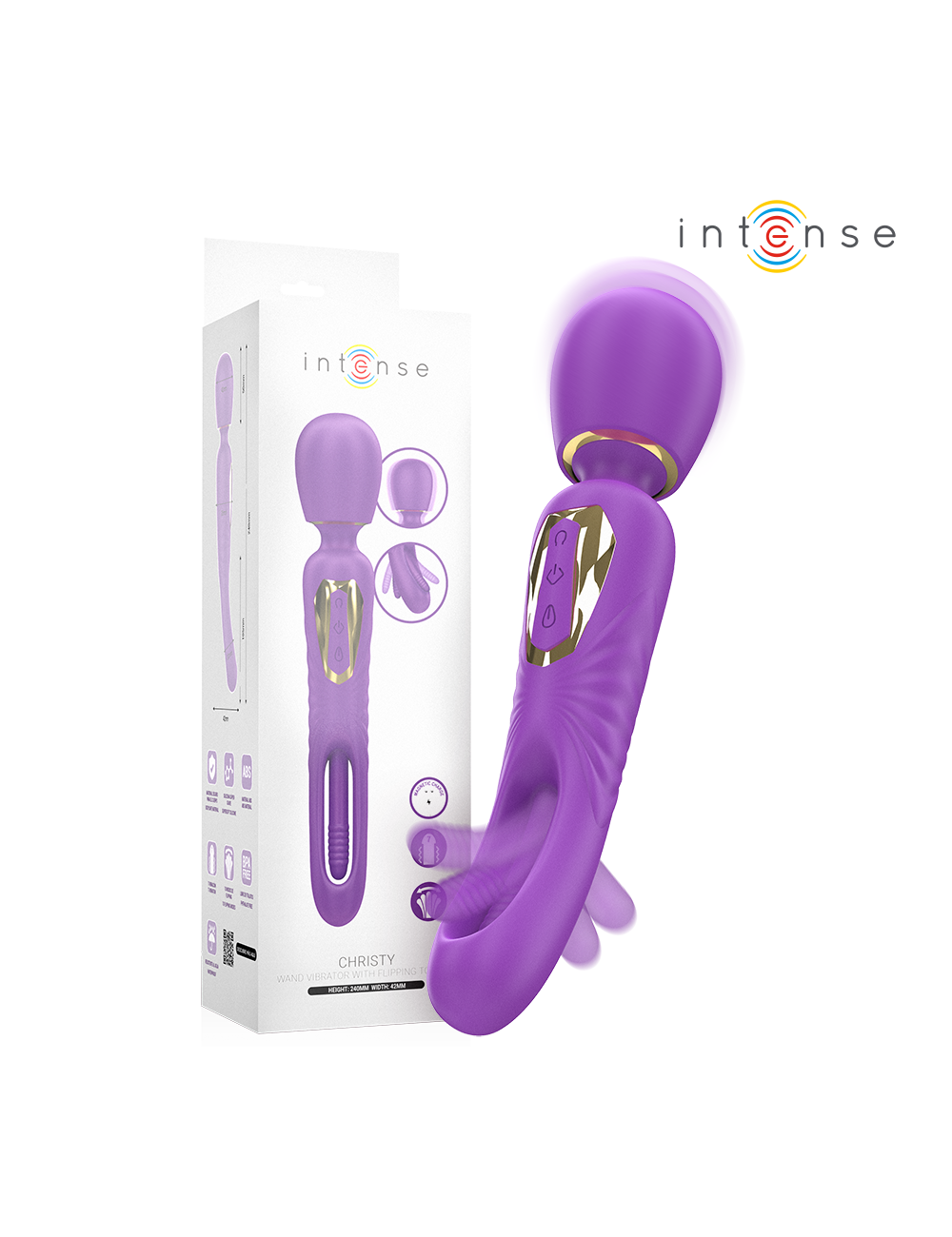 INTENSE - CHRISTY VIBRATING WAND WITH FLIPPING TONGUE