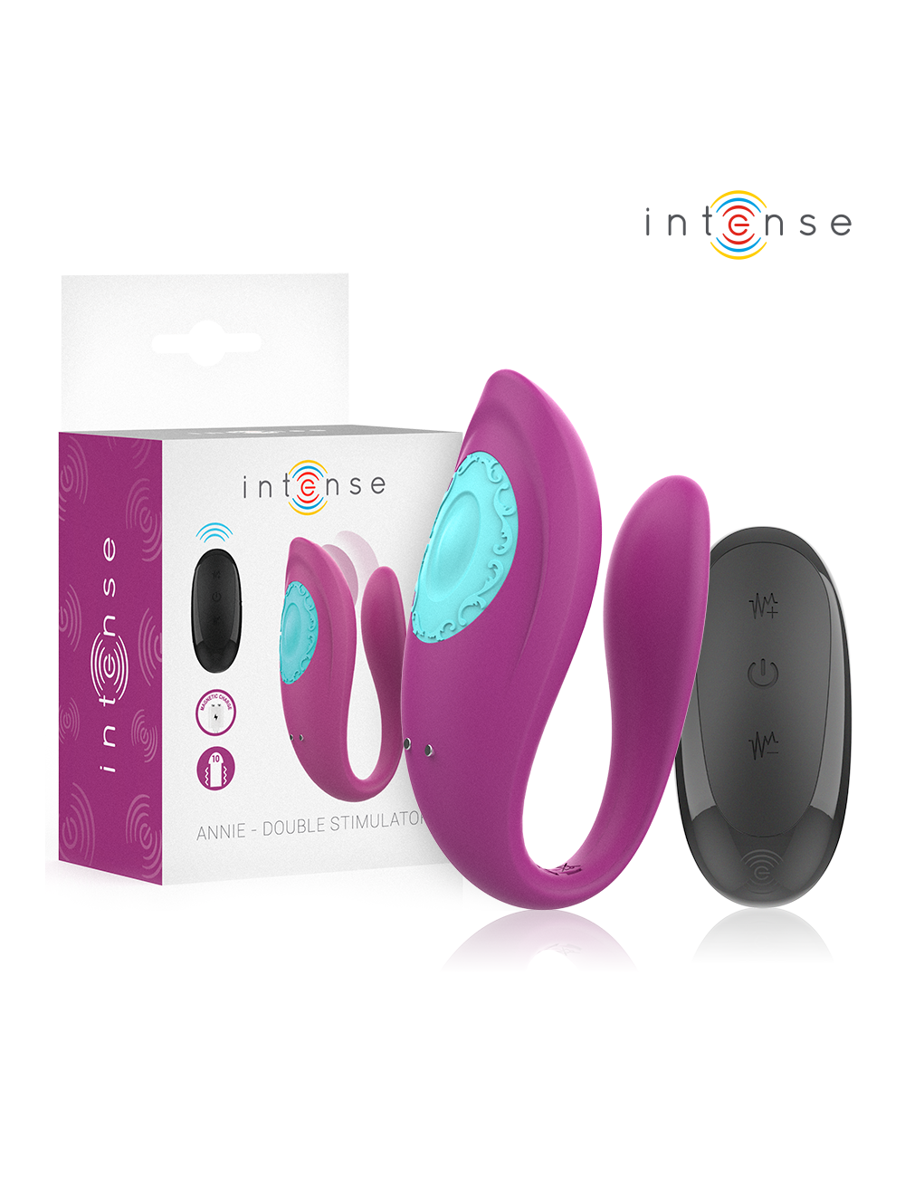 INTENSE - ANNIE U-SHAPED VIBRATOR AND STIMULATOR PURPLE REMOTE CONTROL INTENSE - ANNIE U-SHAPED VIBRATOR AND STIMULATOR PURPLE REMOTE CONTROL