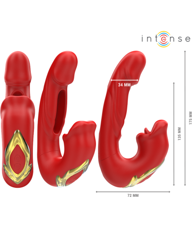 INTENSE - NATHY DOUBLE VIBRATOR WITH MULTIFUNCTION STIMULATING MOUTH RED