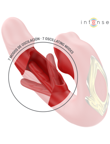 INTENSE - NATHY DOUBLE VIBRATOR WITH MULTIFUNCTION STIMULATING MOUTH RED