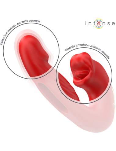 INTENSE - NATHY DOUBLE VIBRATOR WITH MULTIFUNCTION STIMULATING MOUTH RED