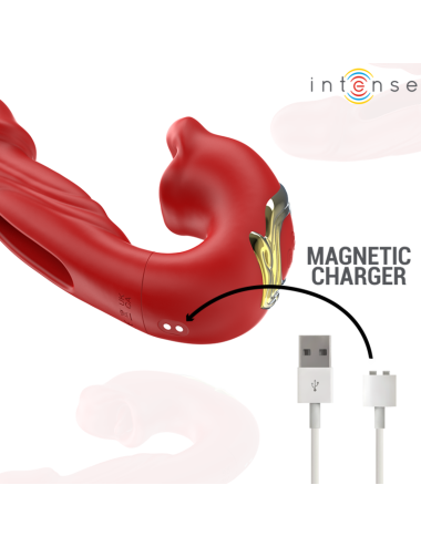 INTENSE - NATHY DOUBLE VIBRATOR WITH MULTIFUNCTION STIMULATING MOUTH RED